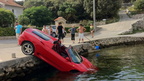 Ferrari crashes into local pond