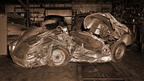 The remains of James Dean?s Porsche 550 Spyder in 1955