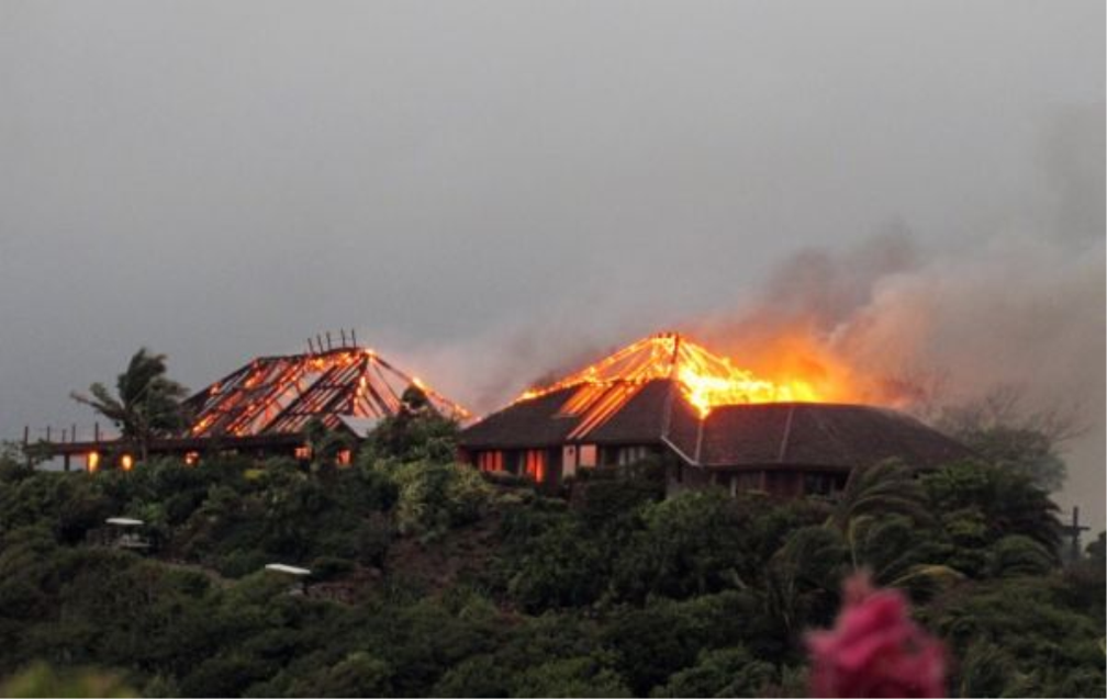 Necker Island Home Burns after storm