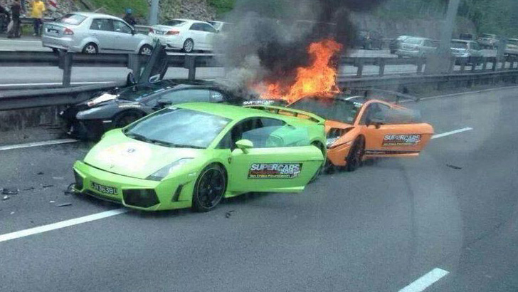 2013 super car rally ends badly as 3 Lamborghinis crash in Europe
