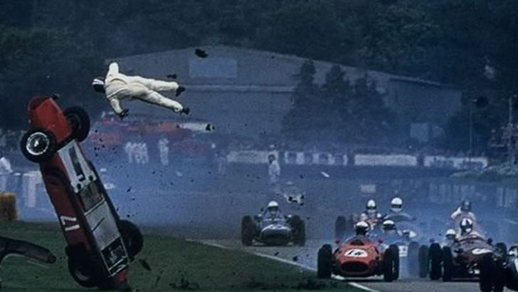 Nigel Corner unhurt in historic race. Goodwood Revival, 1998.jpg