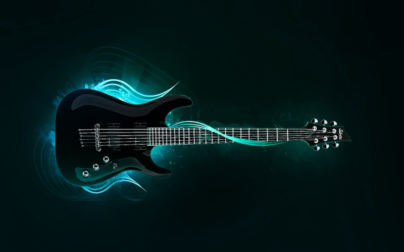blue music neon rock guitar